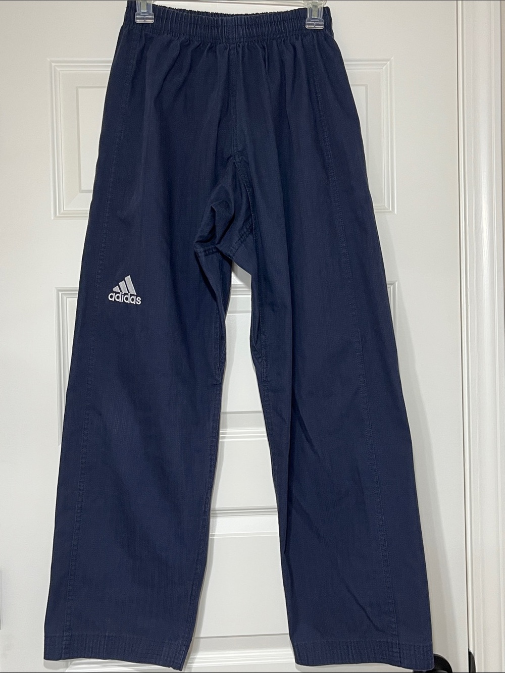 Adidas Navy Blue Woven Track Pants Wind Athletic Joggers Elastic Waist‎ 180